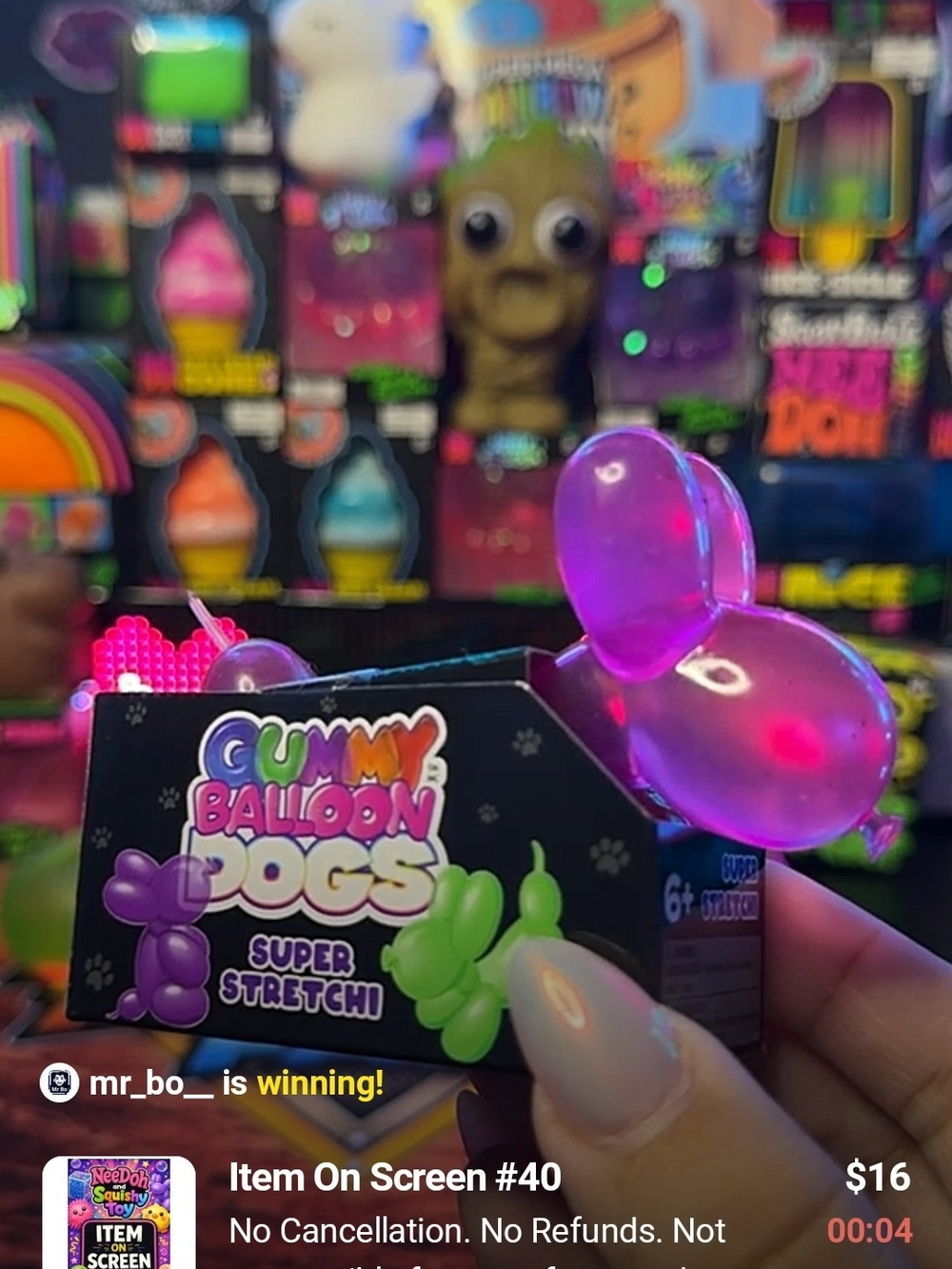 Gummy Balloon Squishy Super Stretch Purple.  Hard To Find.
